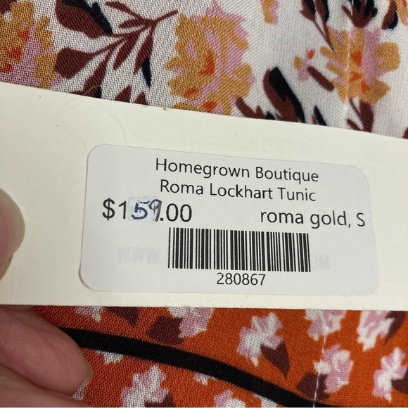 Jen’s Pirate Booty Multi Print Roma Lockhart Tunic Top in Roma Gold Sz S - Picture 13 of 14